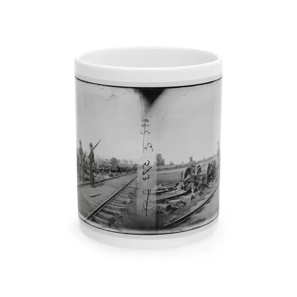 Manassas Junction, Va. Soldiers Beside Damaged Rolling Stock Of The Orange & Alexandria Railroad (U.S. Civil War) White Coffee Mug 11oz - Go Mug Yourself