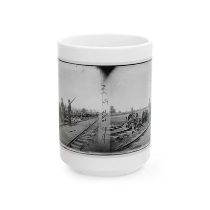 Manassas Junction, Va. Soldiers Beside Damaged Rolling Stock Of The Orange & Alexandria Railroad (U.S. Civil War) White Coffee Mug 15oz - Go Mug Yourself