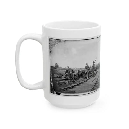 Manassas Junction, Va. Soldiers Beside Damaged Rolling Stock Of The Orange & Alexandria Railroad (U.S. Civil War) White Coffee Mug - Go Mug Yourself