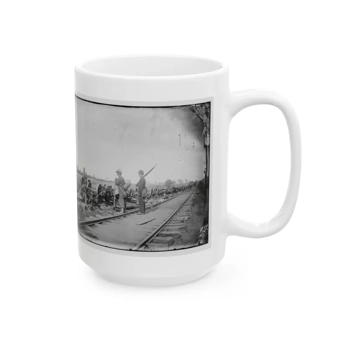 Manassas Junction, Va. Soldiers Beside Damaged Rolling Stock Of The Orange & Alexandria Railroad (U.S. Civil War) White Coffee Mug - Go Mug Yourself