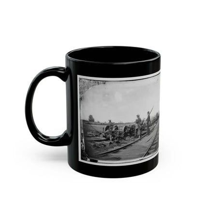 Manassas Junction, Va. Soldiers Beside Damaged Rolling Stock Of The Orange & Alexandria Railroad (U.S. Civil War) Black Coffee Mug-Go Mug Yourself