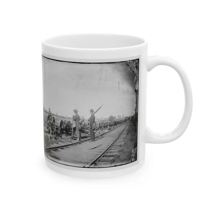 Manassas Junction, Va. Soldiers Beside Damaged Rolling Stock Of The Orange & Alexandria Railroad (U.S. Civil War) White Coffee Mug-Go Mug Yourself