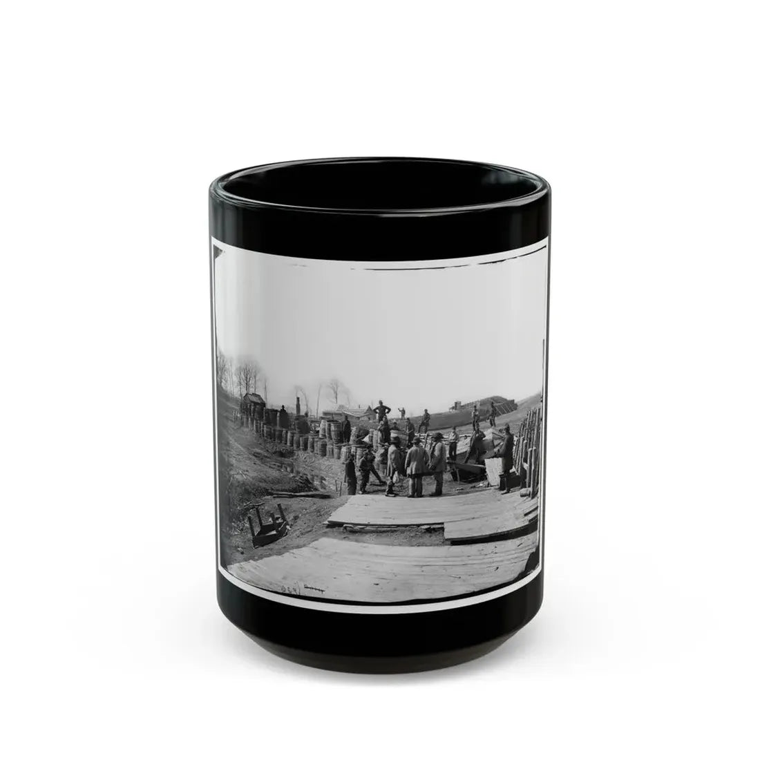Manassas, Va. Confederate Fortifications, With Federal Soldiers 001 (U.S. Civil War) Black Coffee Mug 15oz - Go Mug Yourself