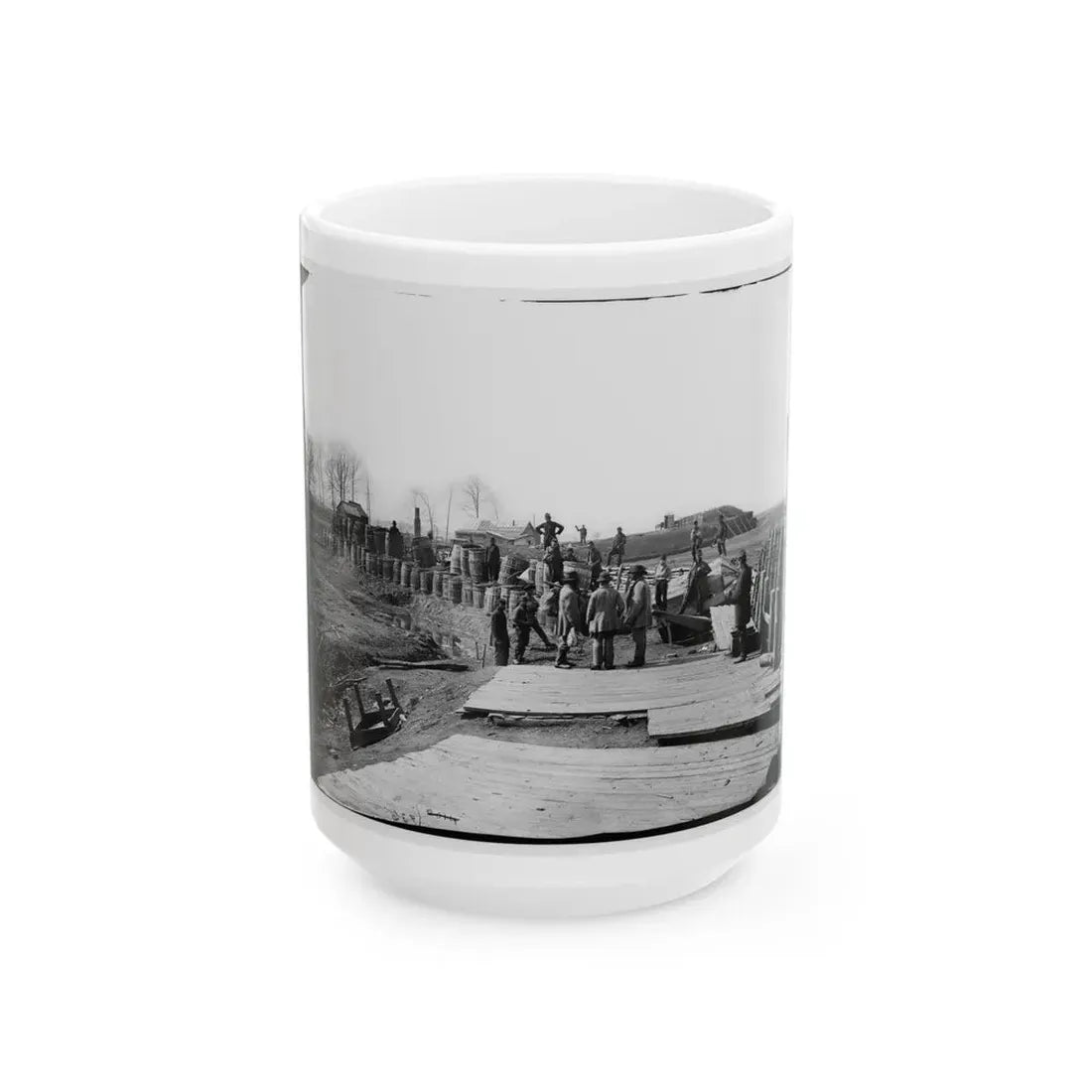 Manassas, Va. Confederate Fortifications, With Federal Soldiers 001 (U.S. Civil War) White Coffee Mug 15oz - Go Mug Yourself