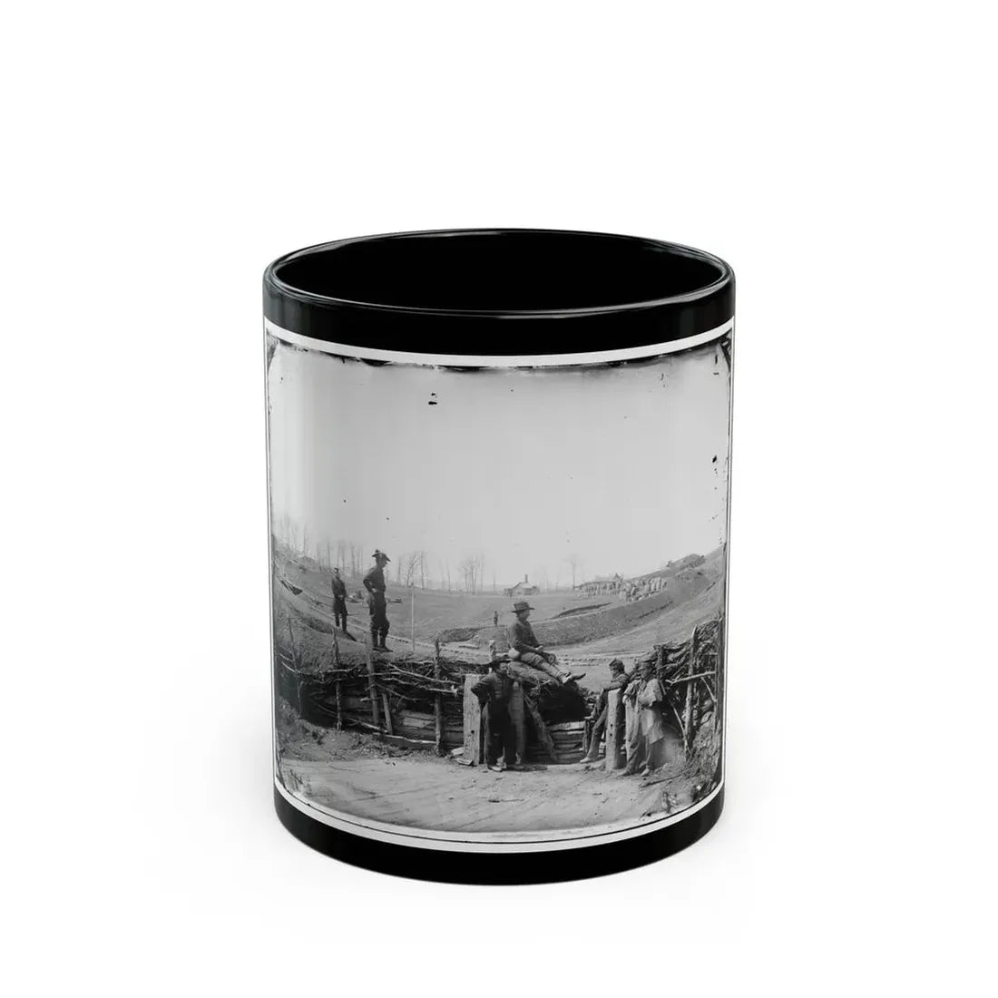 Manassas, Va. Confederate Fortifications, With Federal Soldiers (U.S. Civil War) Black Coffee Mug 11oz - Go Mug Yourself