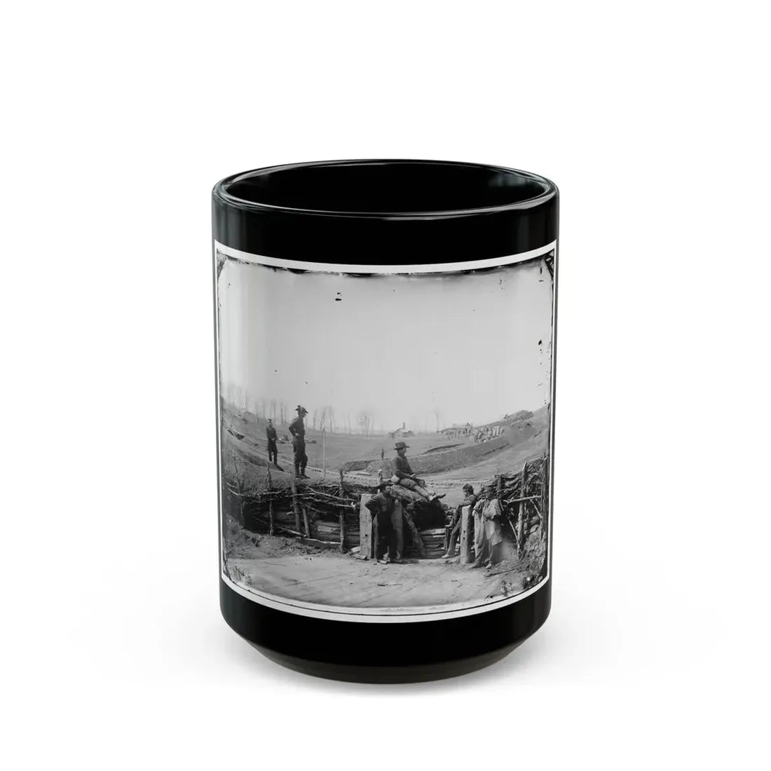 Manassas, Va. Confederate Fortifications, With Federal Soldiers (U.S. Civil War) Black Coffee Mug 15oz - Go Mug Yourself