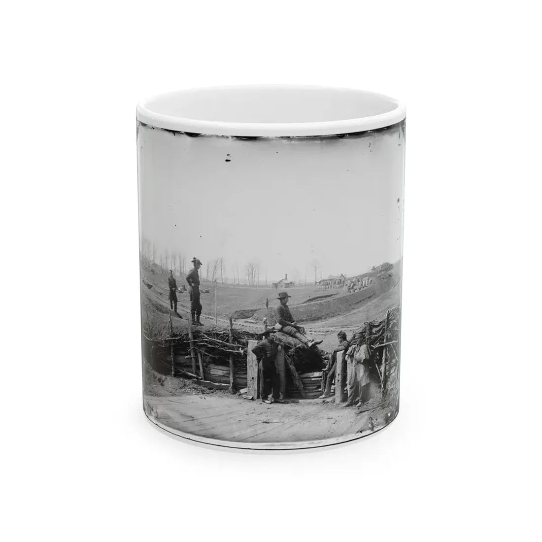 Manassas, Va. Confederate Fortifications, With Federal Soldiers (U.S. Civil War) White Coffee Mug 11oz - Go Mug Yourself