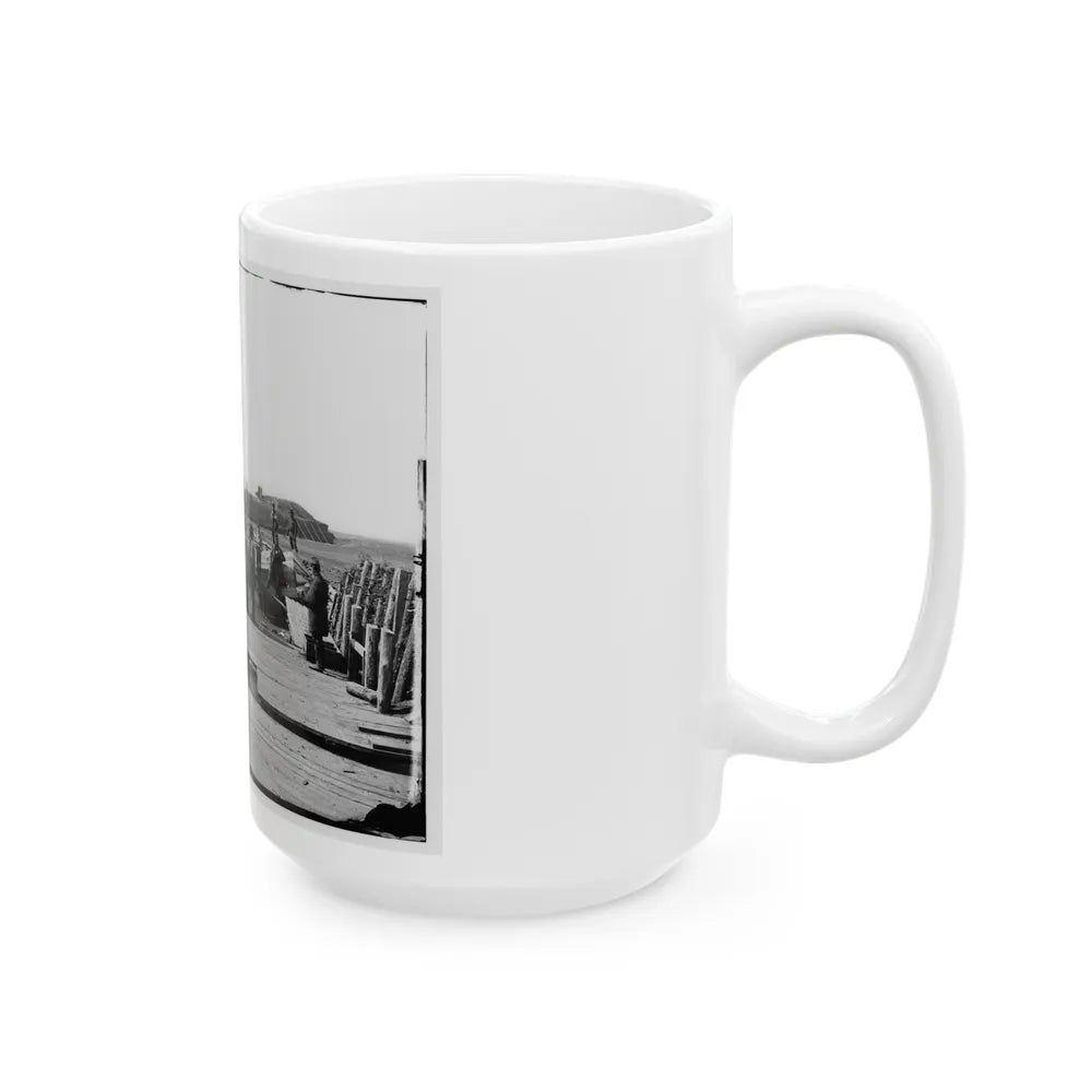 Manassas, Va. Confederate Fortifications, With Federal Soldiers 001 (U.S. Civil War) White Coffee Mug-Go Mug Yourself