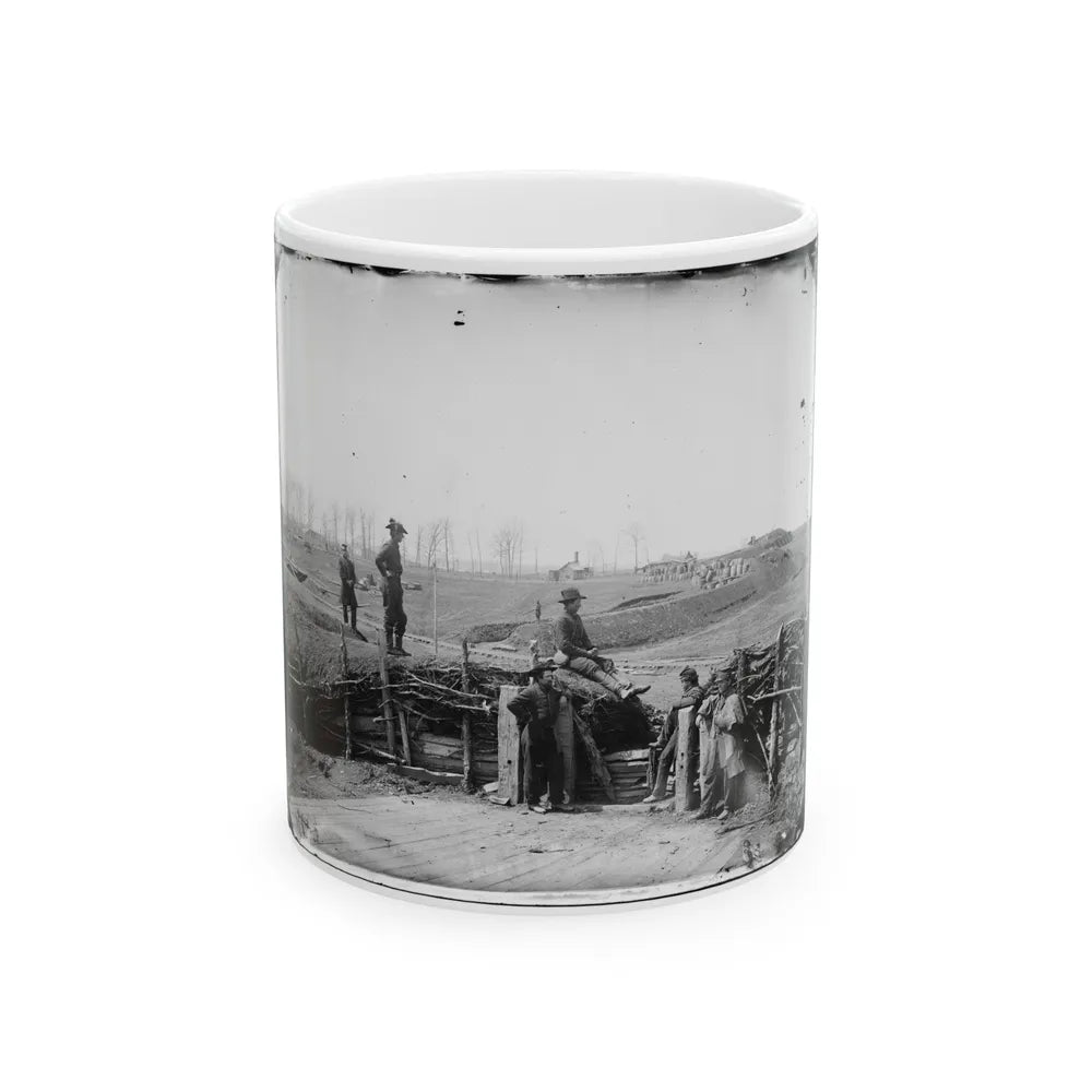 Manassas, Va. Confederate Fortifications, With Federal Soldiers (U.S. Civil War) White Coffee Mug-11oz-Go Mug Yourself