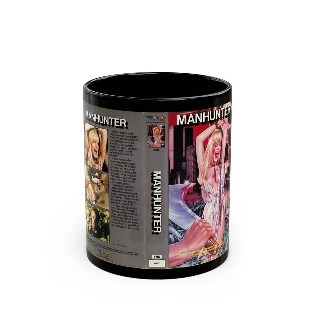 MANHUNTER TRANSWORLD ENTERTAINMENT (VHS COVER) - Black Coffee Mug 11oz - Go Mug Yourself