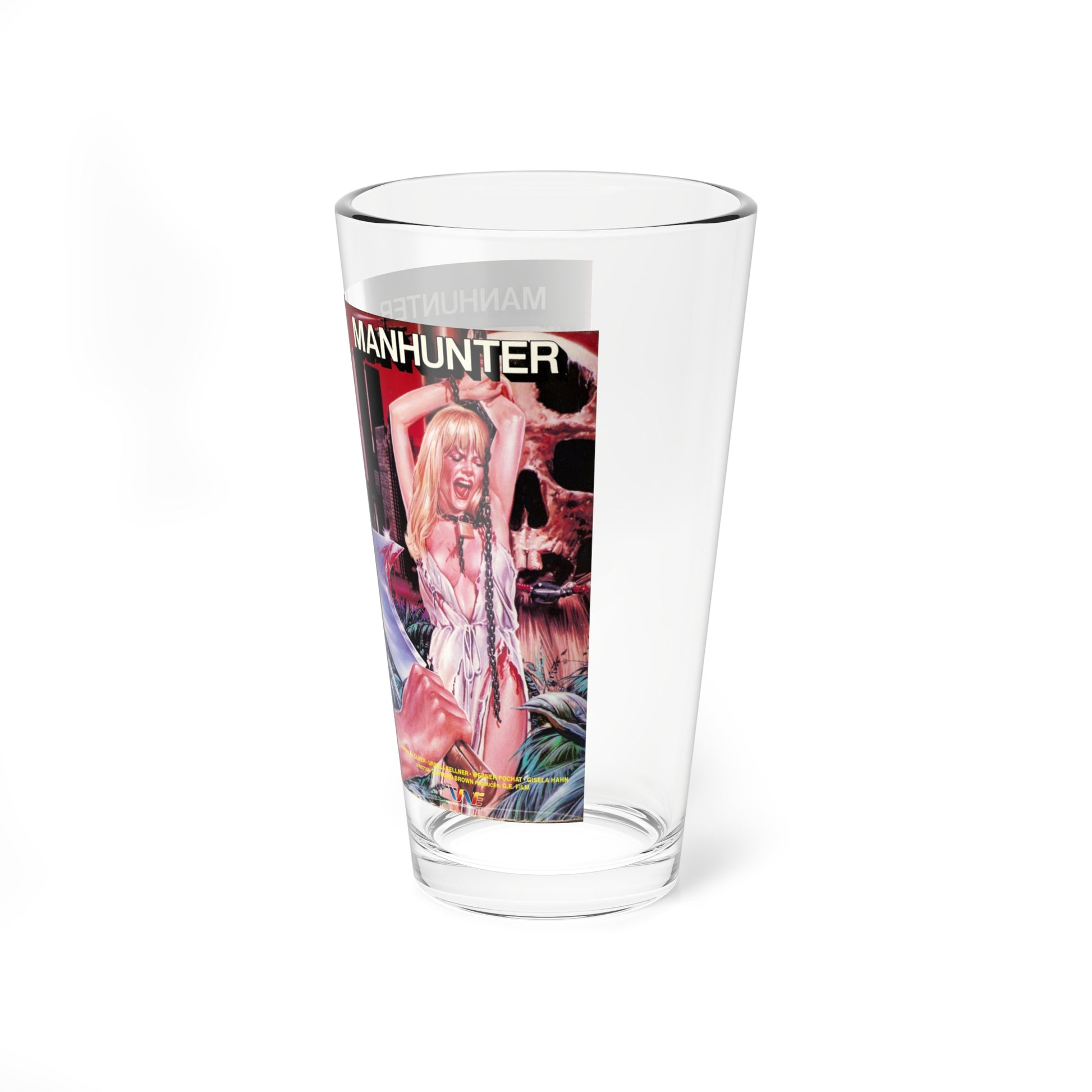 MANHUNTER TRANSWORLD ENTERTAINMENT (VHS COVER) Pint Glass 16oz-Go Mug Yourself