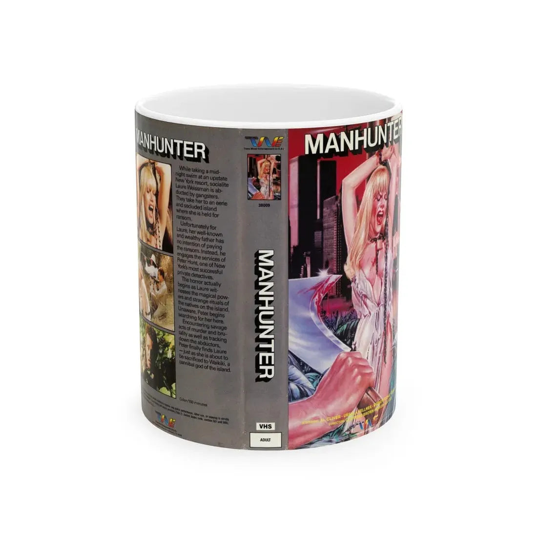 MANHUNTER TRANSWORLD ENTERTAINMENT (VHS COVER) - White Coffee Mug 11oz - Go Mug Yourself