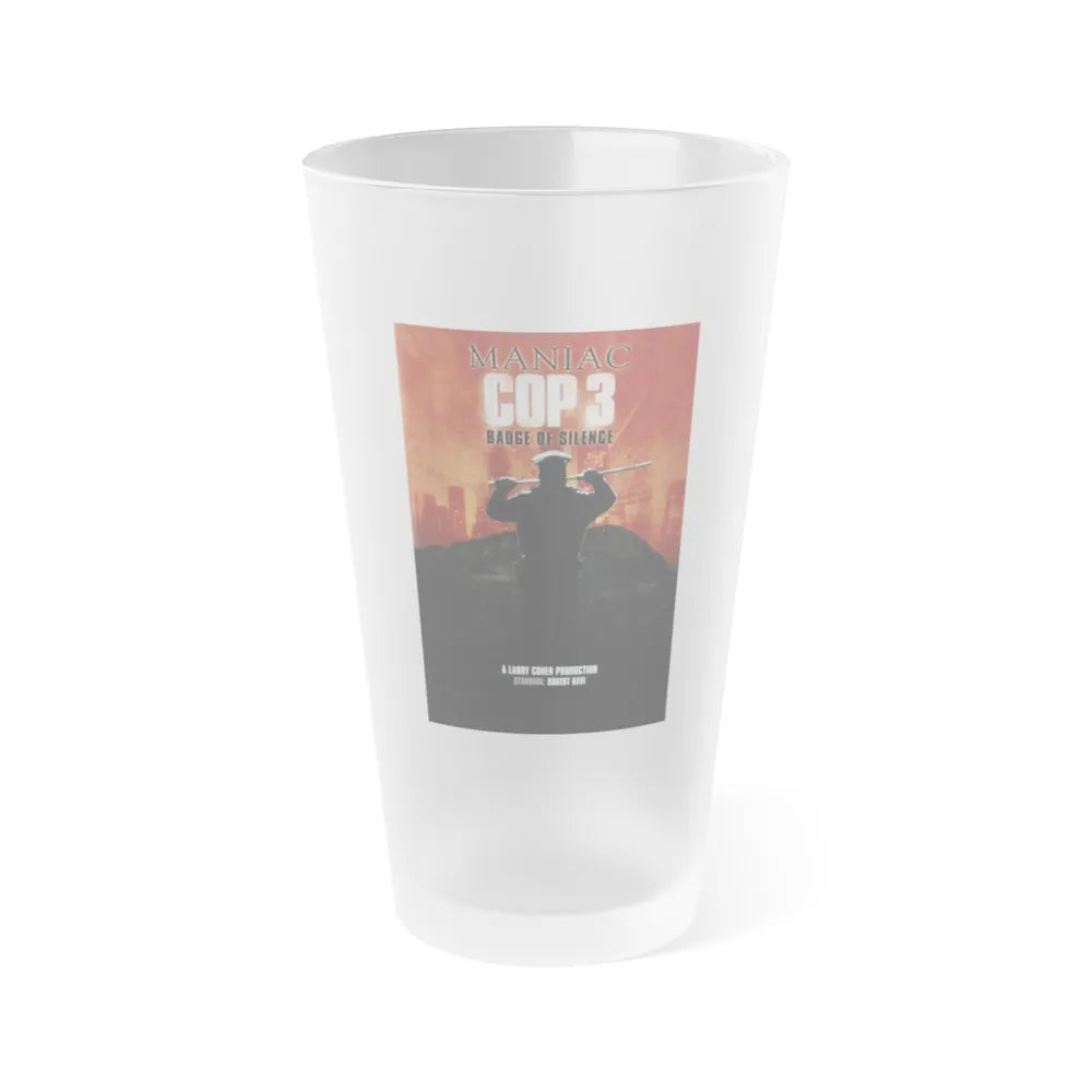 MANIAC COP 3 (TEASER) 1993 Movie Poster - Frosted Pint Glass 16oz-Go Mug Yourself