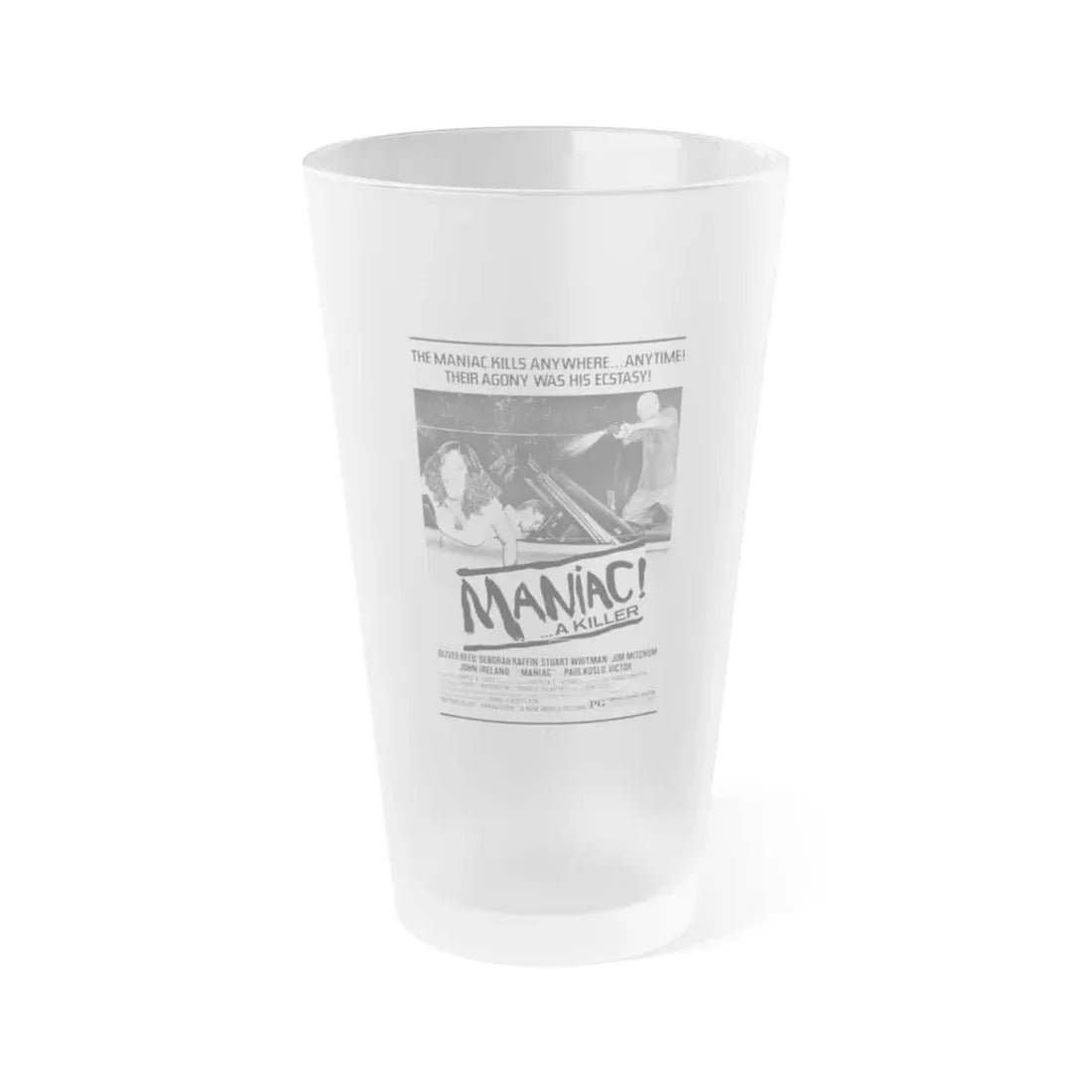 MANIAC! (RANSOM) 1977 Movie Poster - Frosted Pint Glass 16oz Default Title - Go Mug Yourself
