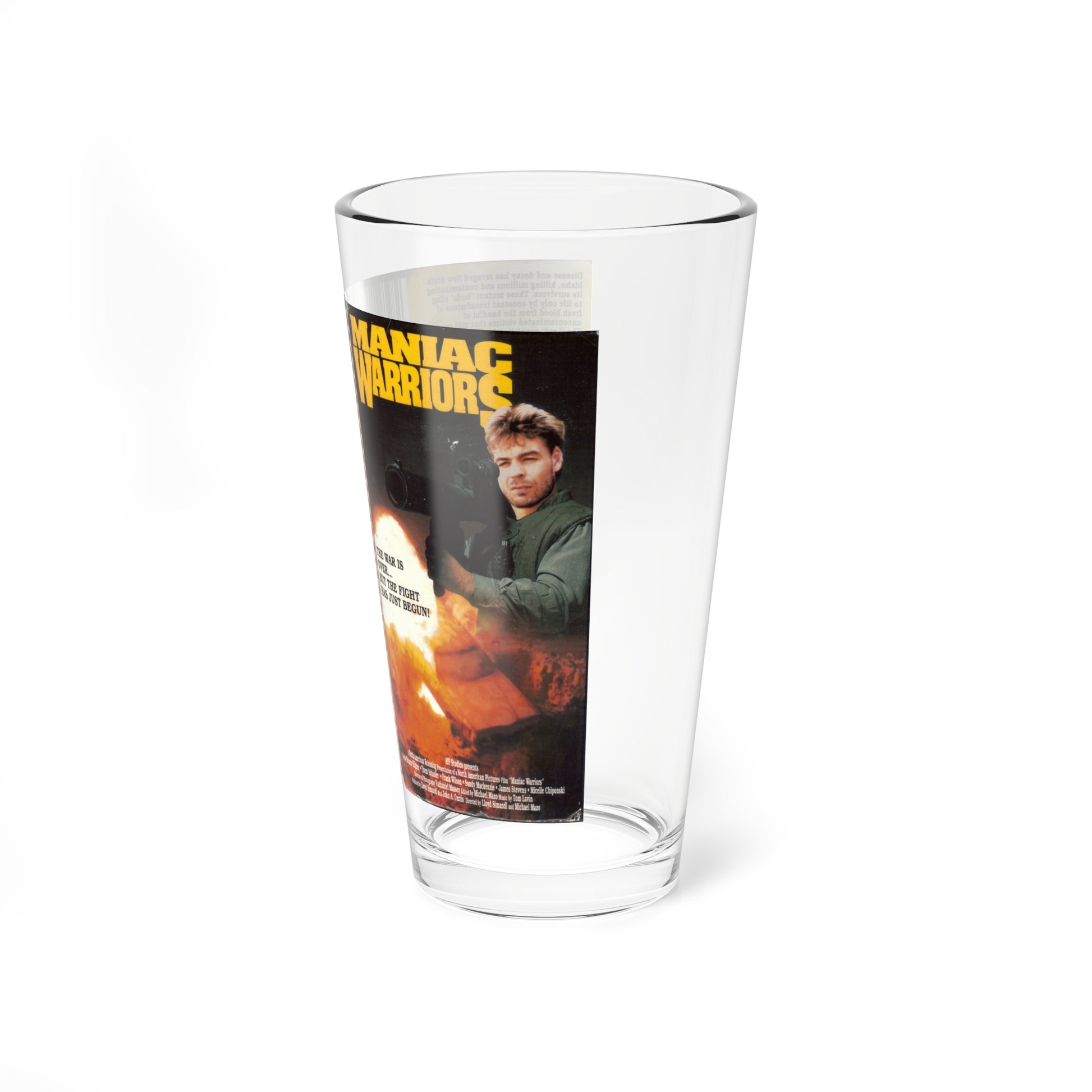 MANIAC WARRIORS (VHS COVER) Pint Glass 16oz-Go Mug Yourself