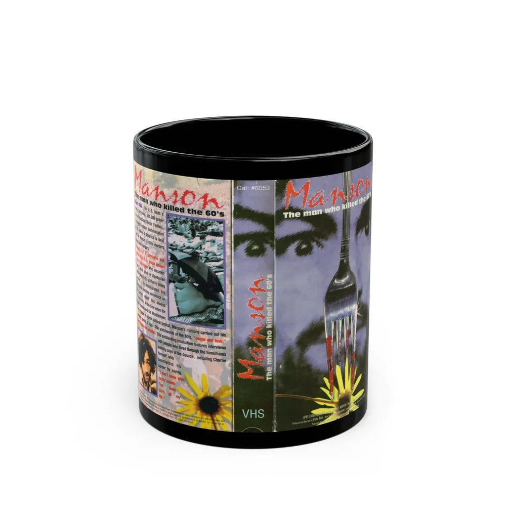 MANSON THE MAN WHO KILLED THE 60S (VHS COVER) - Black Coffee Mug-11oz-Go Mug Yourself