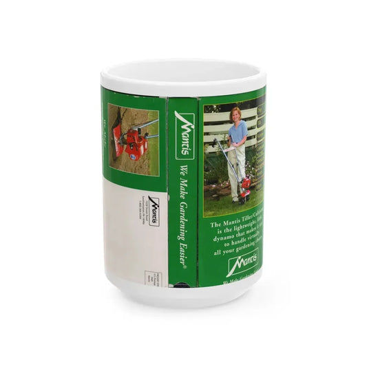 MANTIS WE MAKE GARDENING EASIER (VHS COVER) - White Coffee Mug 15oz - Go Mug Yourself