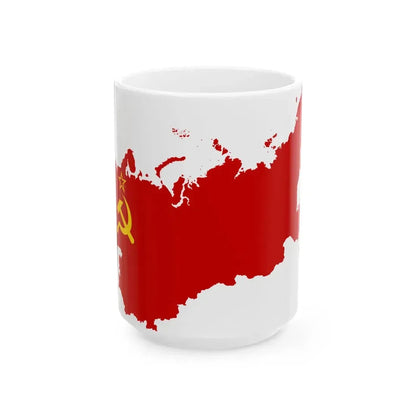 Map-Flag of the Soviet Union (Russia) White Coffee Mug 15oz - Go Mug Yourself