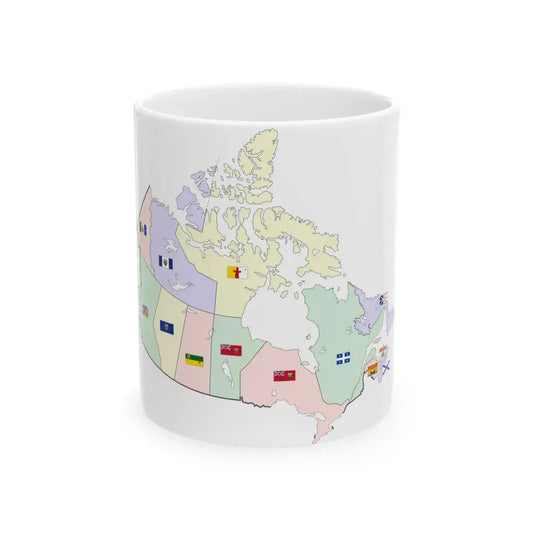 Map of Canada with flags (Canada) White Coffee Mug 11oz - Go Mug Yourself