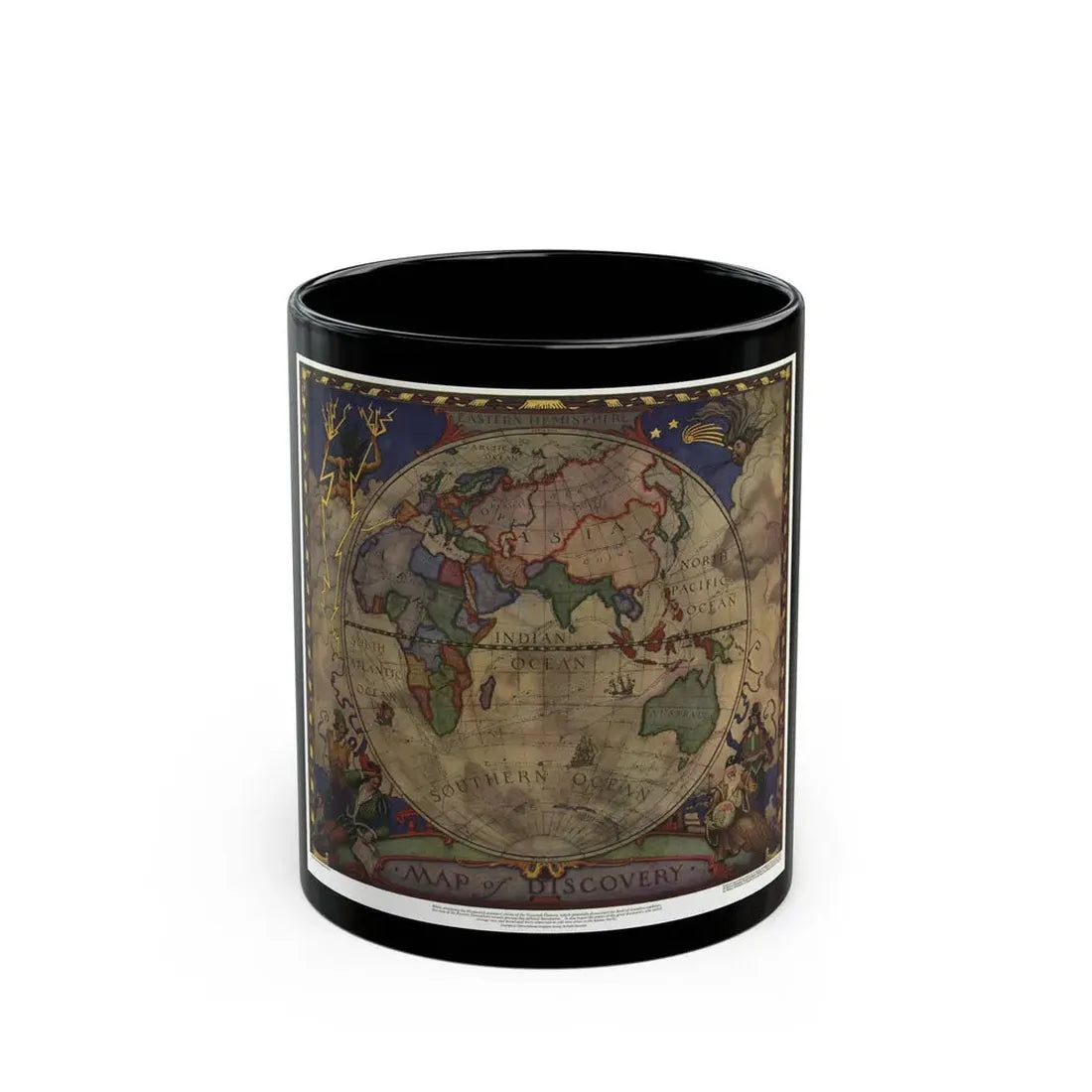 Map of Discovery- Eastern Hemisphere (1928) (Map) Black Coffee Mug 11oz - Go Mug Yourself