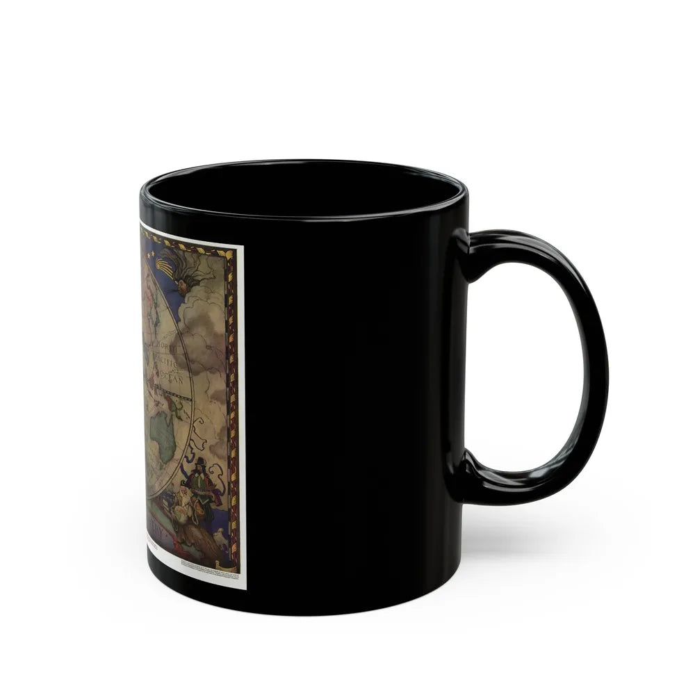 Map of Discovery- Eastern Hemisphere (1928) (Map) Black Coffee Mug-Go Mug Yourself