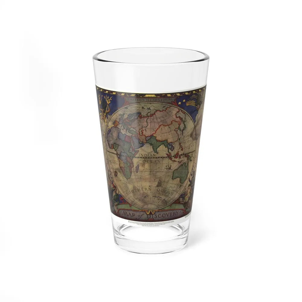 Map of Discovery- Eastern Hemisphere (1928) (Map) Pint Glass 16oz-16oz-Go Mug Yourself