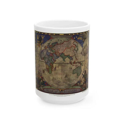 Map of Discovery- Eastern Hemisphere (1928) (Map) White Coffee Mug 15oz - Go Mug Yourself