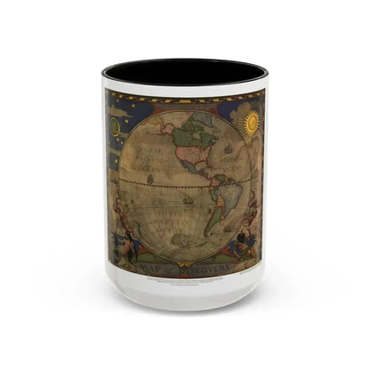 Map of Discovery- Western Hemisphere (1928) (Map) Accent Coffee Mug 15oz Black - Go Mug Yourself