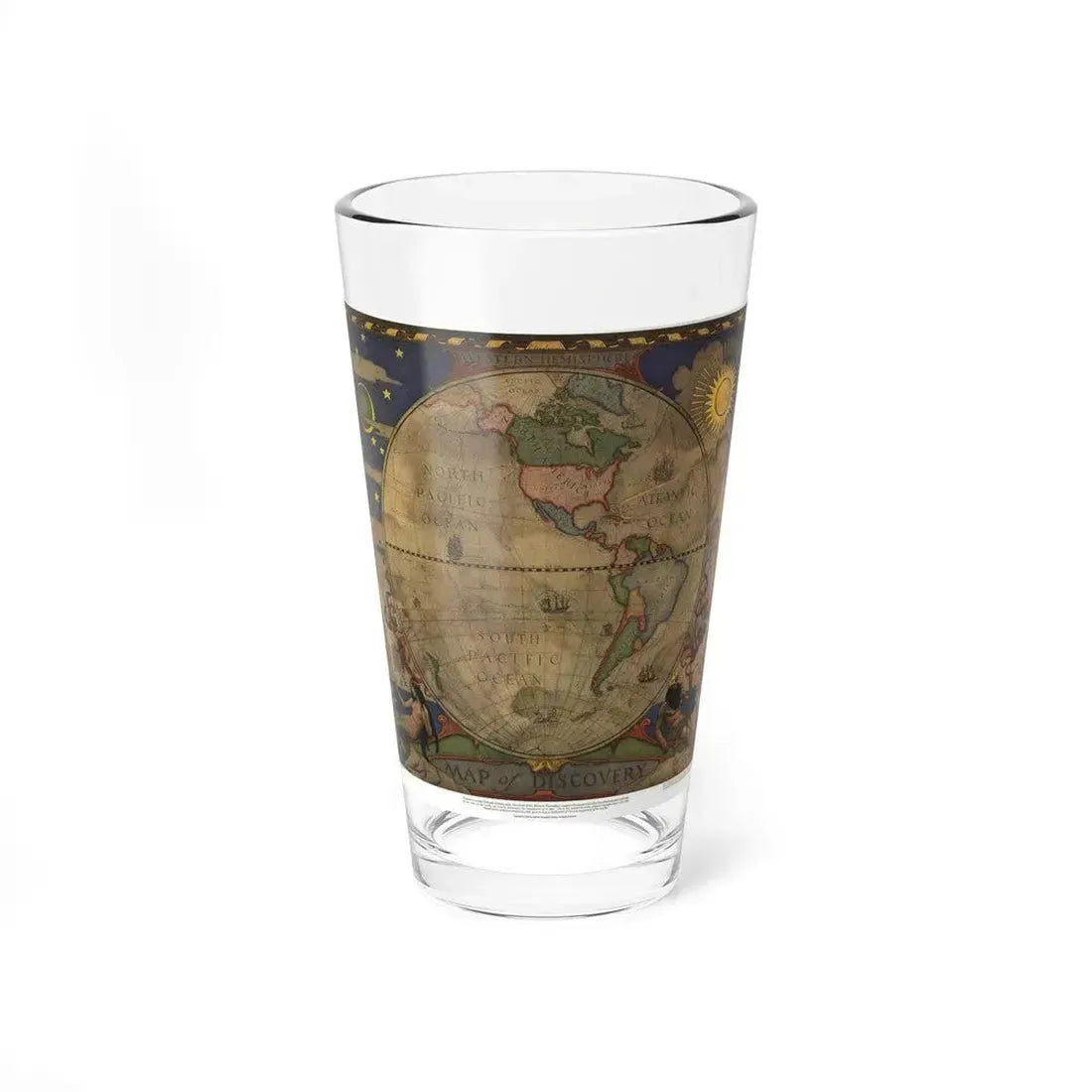 Map of Discovery- Western Hemisphere (1928) (Map) Pint Glass 16oz - Go Mug Yourself