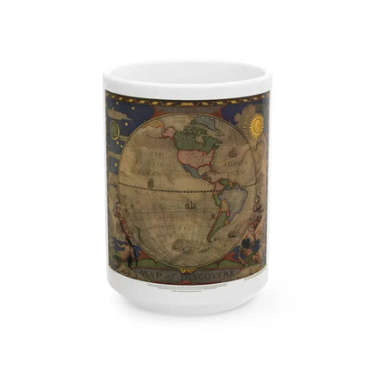 Map of Discovery- Western Hemisphere (1928) (Map) White Coffee Mug 15oz - Go Mug Yourself