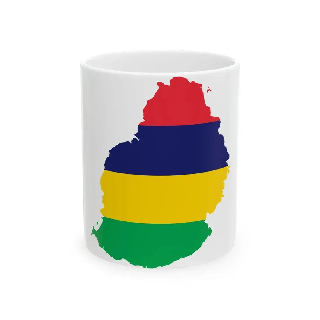 Map of Mauritius with flag (Mauritius) White Coffee Mug 11oz - Go Mug Yourself