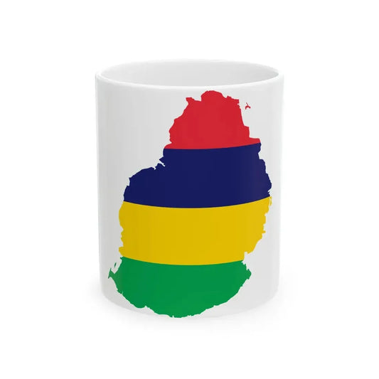 Map of Mauritius with flag (Mauritius) White Coffee Mug 11oz - Go Mug Yourself