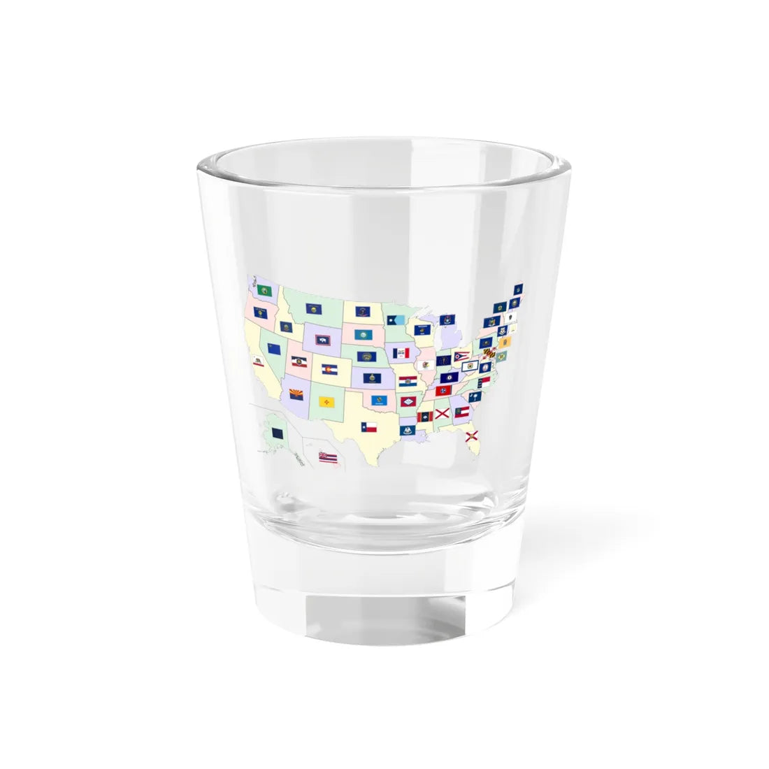 Map of the United States with flags (United States) Shot Glass 1.5oz 1.5oz - Go Mug Yourself