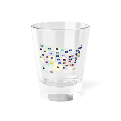 Map of the United States with flags (United States) Shot Glass 1.5oz 1.5oz - Go Mug Yourself