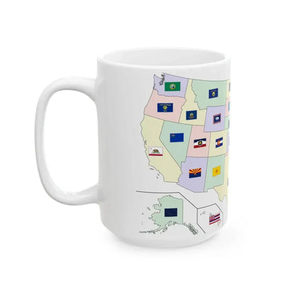 Map of the United States with flags (United States) White Coffee Mug - Go Mug Yourself