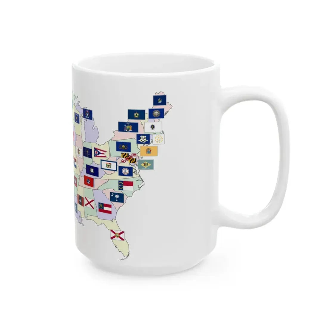 Map of the United States with flags (United States) White Coffee Mug - Go Mug Yourself