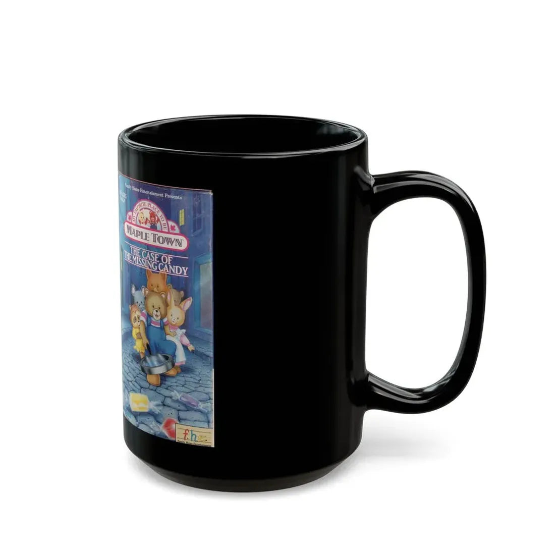MAPLE TOWN THE CASE OF THE MISSING CANDY FHE FAMILY HOME ENTERTAINMENT (VHS COVER) - Black Coffee Mug - Go Mug Yourself