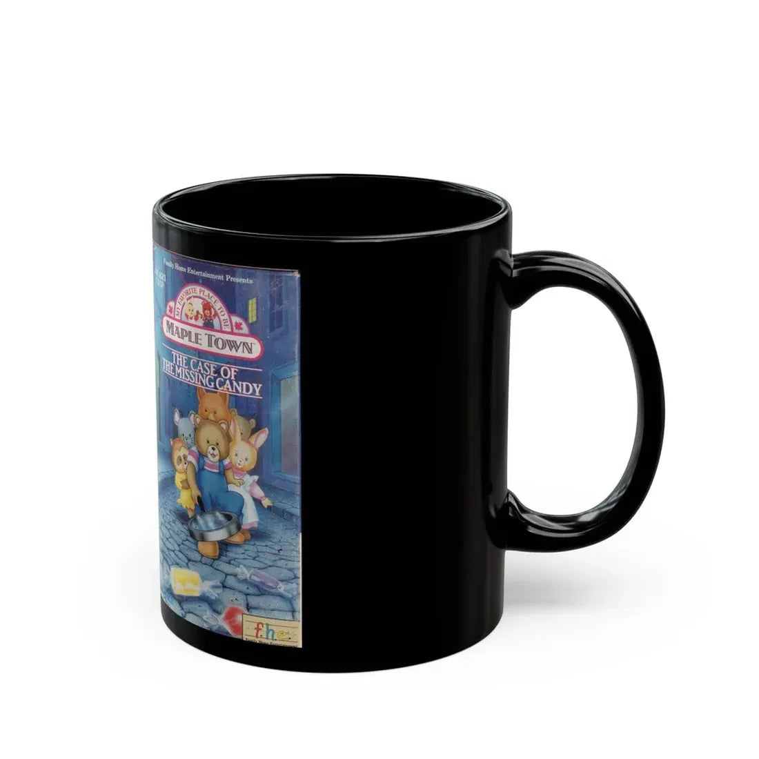 MAPLE TOWN THE CASE OF THE MISSING CANDY FHE FAMILY HOME ENTERTAINMENT (VHS COVER) - Black Coffee Mug - Go Mug Yourself