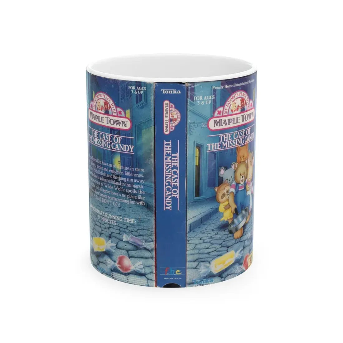 MAPLE TOWN THE CASE OF THE MISSING CANDY FHE FAMILY HOME ENTERTAINMENT (VHS COVER) - White Coffee Mug 11oz - Go Mug Yourself