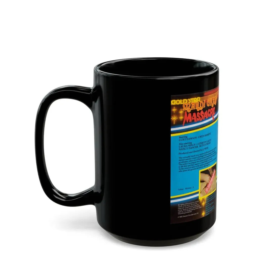 MARDI GRAS MASSACRE GOLD STAR VIDEO (VHS COVER) - Black Coffee Mug - Go Mug Yourself