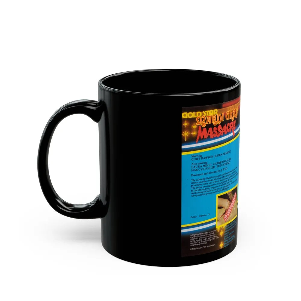 MARDI GRAS MASSACRE GOLD STAR VIDEO (VHS COVER) - Black Coffee Mug-Go Mug Yourself