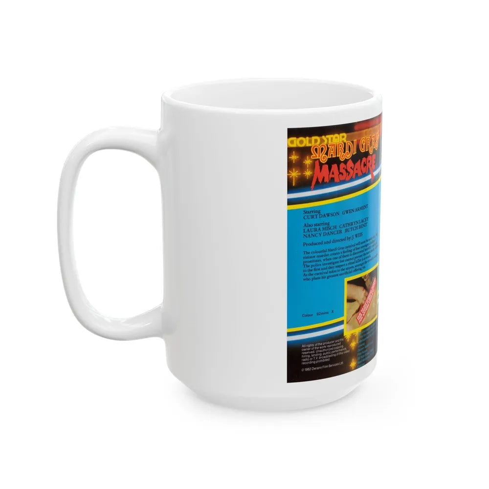 MARDI GRAS MASSACRE GOLD STAR VIDEO (VHS COVER) - White Coffee Mug-Go Mug Yourself