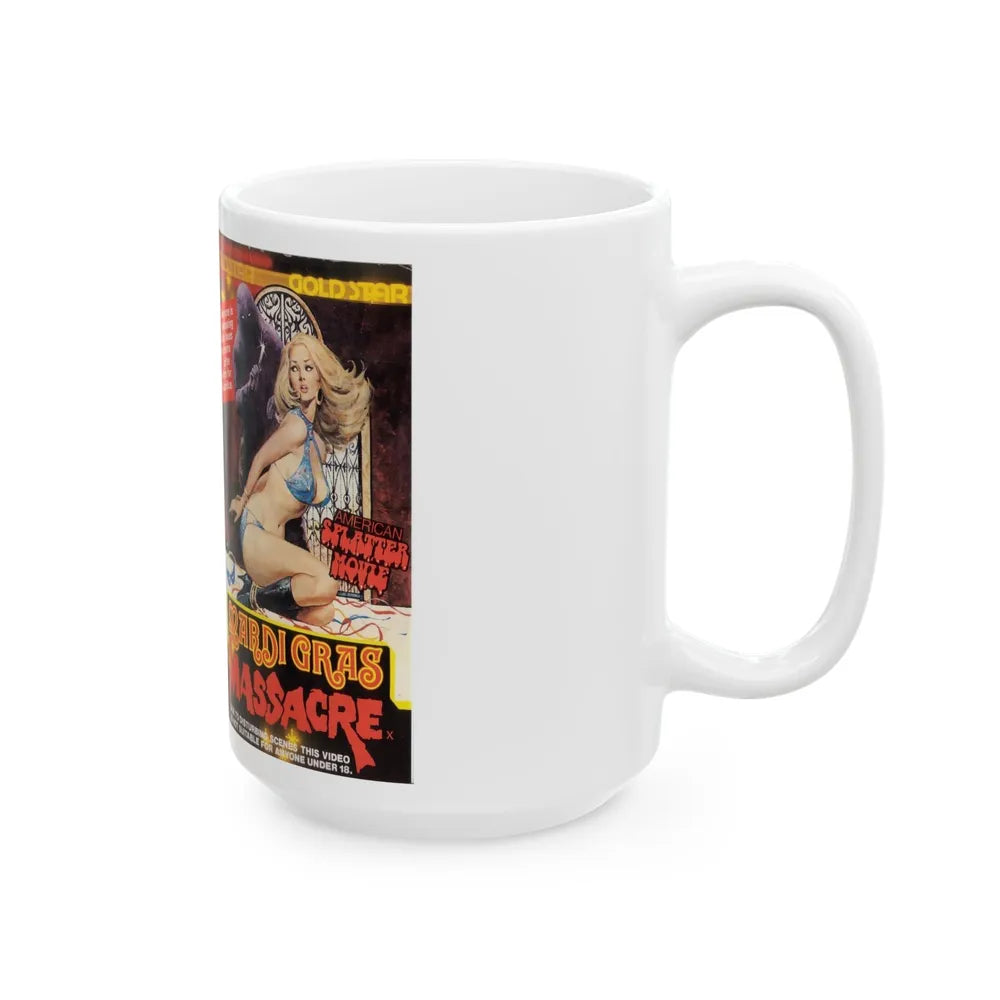 MARDI GRAS MASSACRE GOLD STAR VIDEO (VHS COVER) - White Coffee Mug-Go Mug Yourself