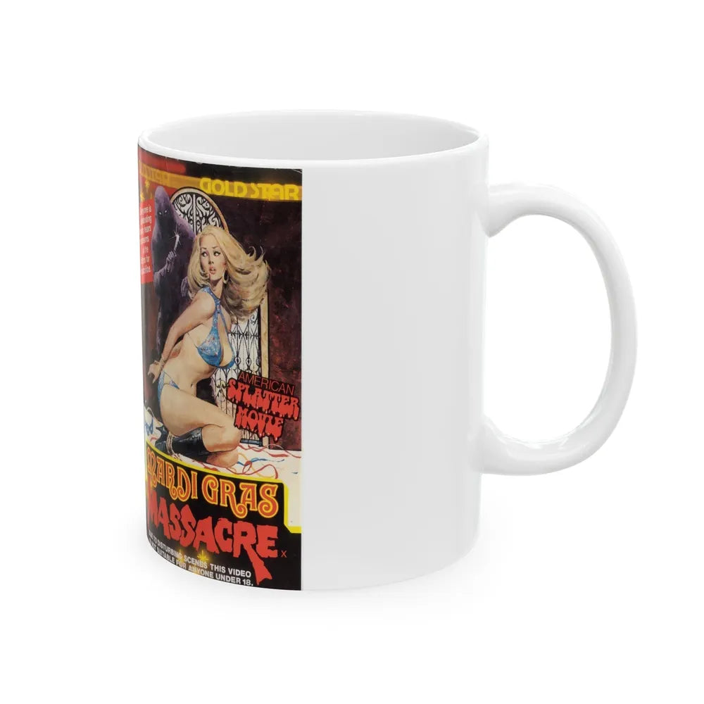 MARDI GRAS MASSACRE GOLD STAR VIDEO (VHS COVER) - White Coffee Mug-Go Mug Yourself