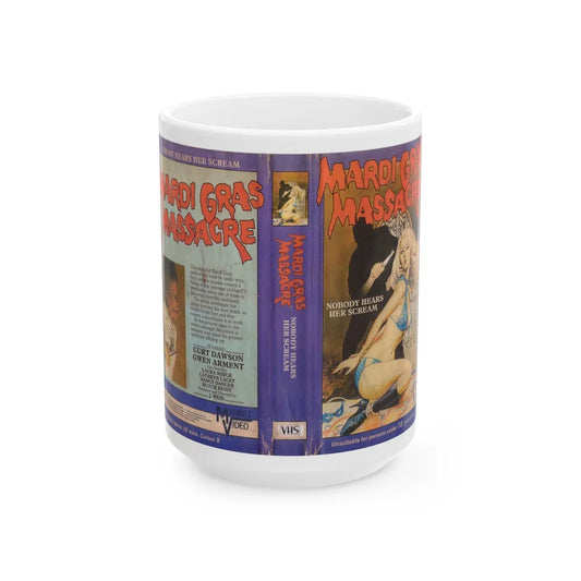 MARDI GRAS MASSACRE MARKET VIDEO (VHS COVER) - White Coffee Mug-15oz-Go Mug Yourself