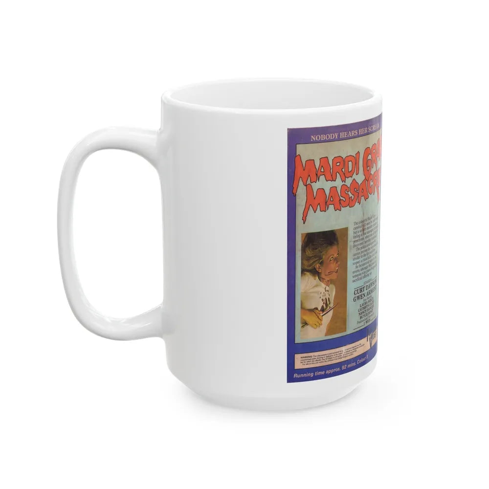 MARDI GRAS MASSACRE MARKET VIDEO (VHS COVER) - White Coffee Mug-Go Mug Yourself