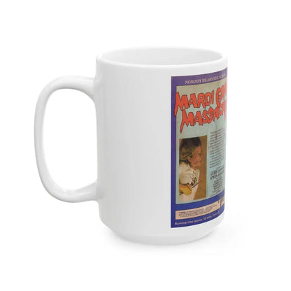 MARDI GRAS MASSACRE MARKET VIDEO (VHS COVER) - White Coffee Mug - Go Mug Yourself