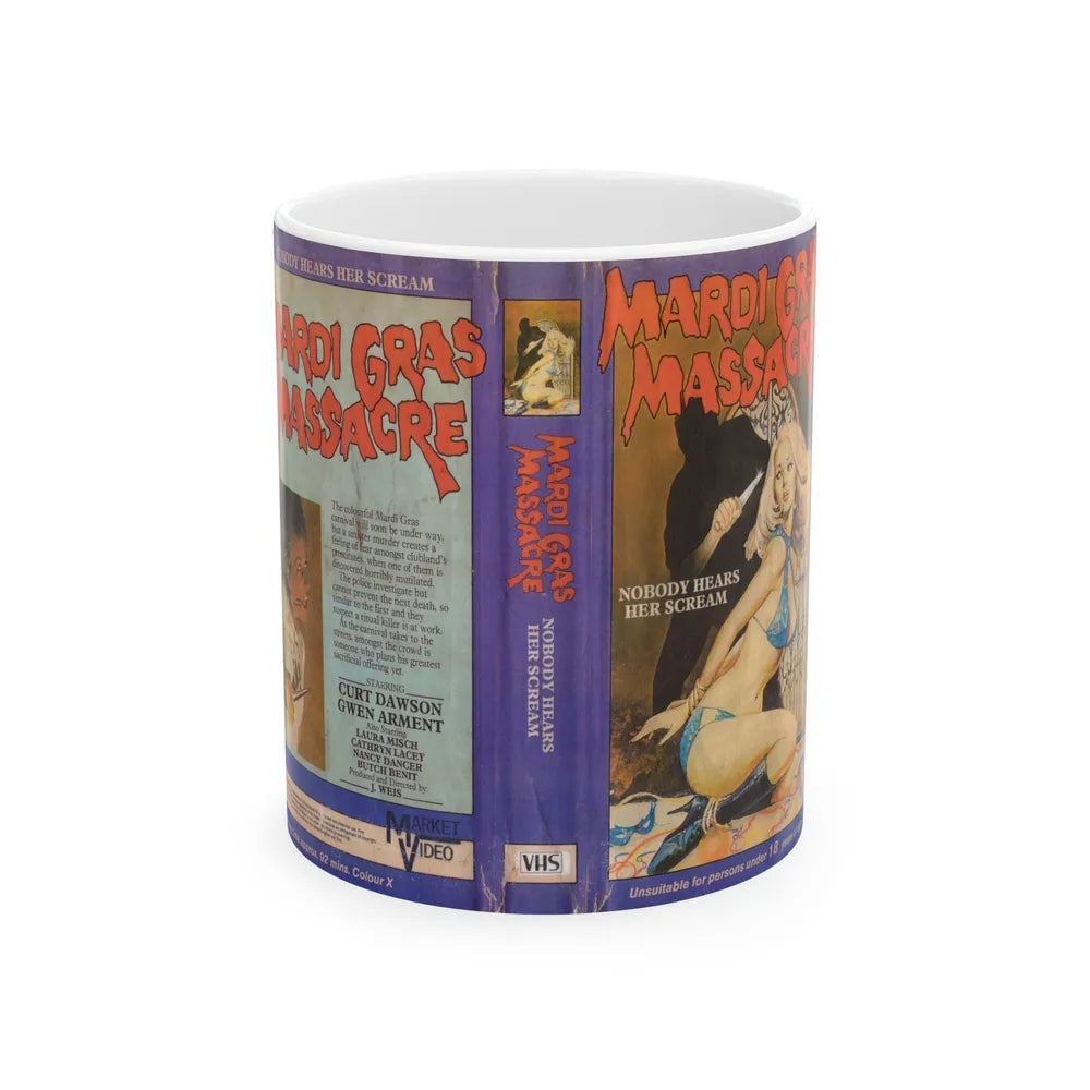 MARDI GRAS MASSACRE (VHS COVER) - White Coffee Mug-11oz-Go Mug Yourself