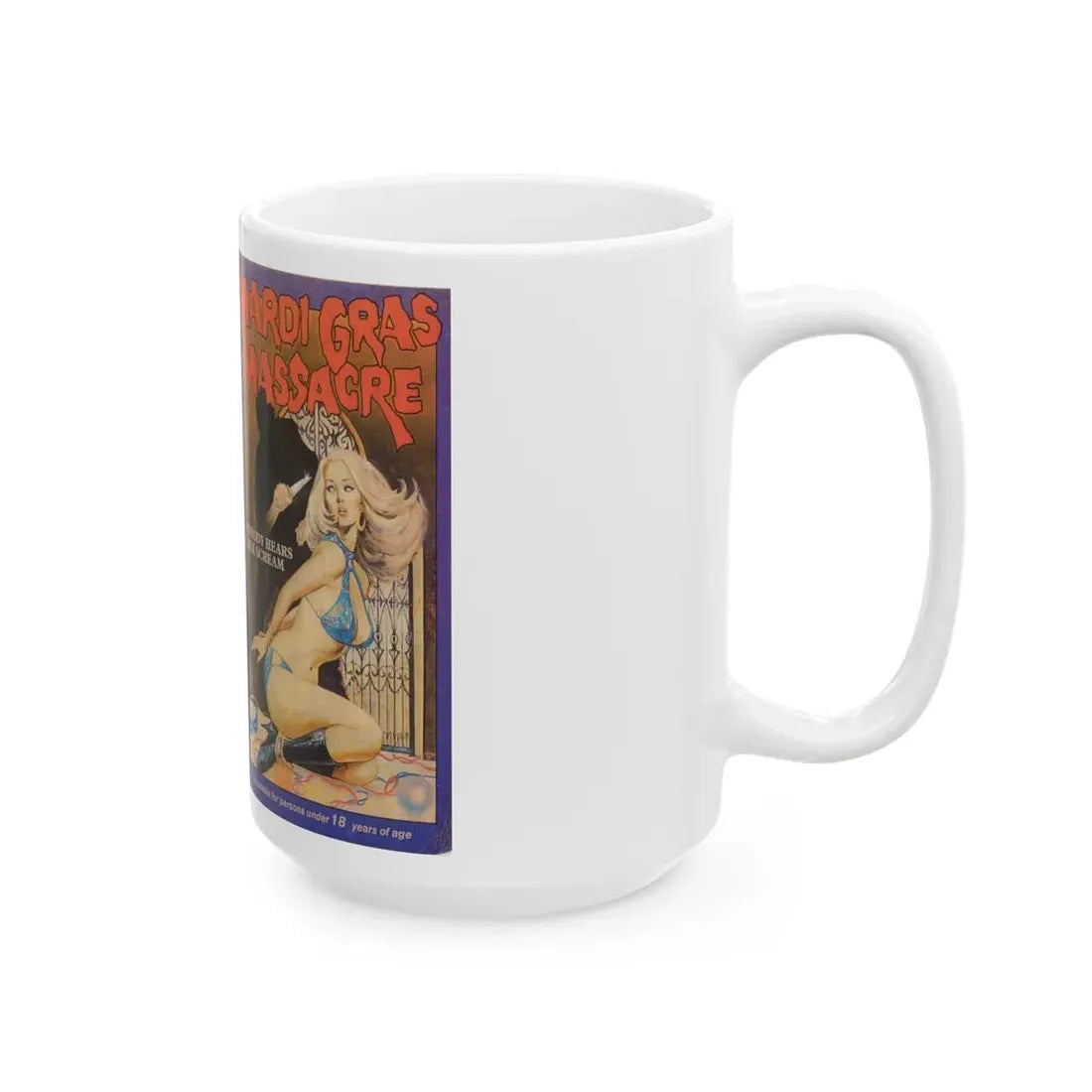 MARDI GRAS MASSACRE (VHS COVER) - White Coffee Mug - Go Mug Yourself