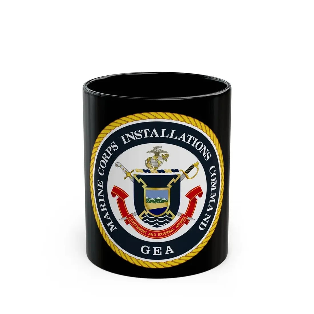 Marine Corps Installations Command Government and External Affairs (USMC) Black Coffee Mug 11oz - Go Mug Yourself